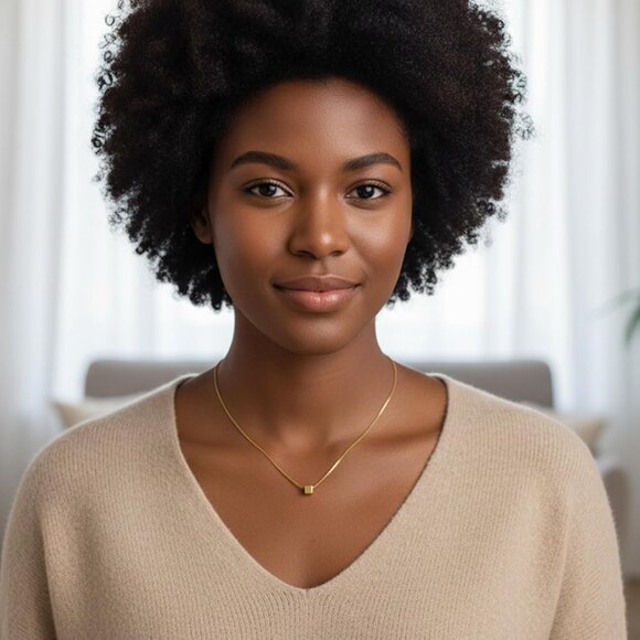 ⚡Gold Cube Pendant Necklace for Women Simple Minimalist Geometric Jewelry Gift - Picture 3 of 9